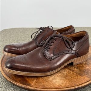 Kenneth Cole Shoes Mens 10.5 Brock 2.0 Medallion Oxford Brown Leather Dress